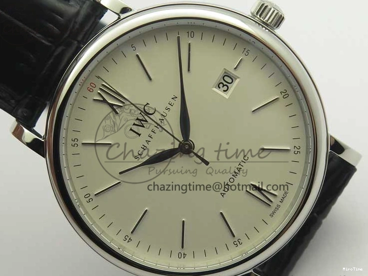 MIROTIME 0520 Portofino Automatic SS MKF 1:1 Best Edition White Dial On Black Leather Strap MIYOTA 9015 V Original 7204